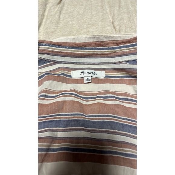 Madewell Central Shirt Womens Medium Striped Short Sleeve Button Down Blouse - Picture 5 of 6